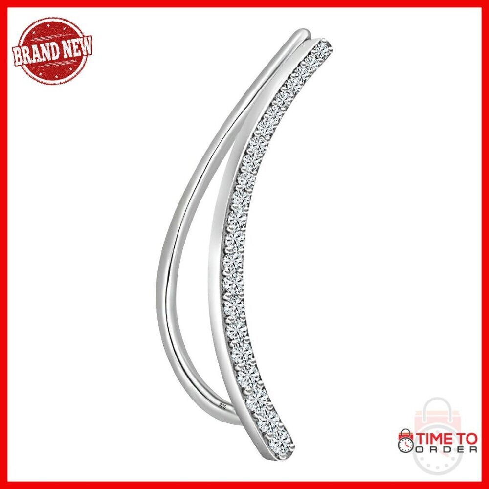 Sterling Silver Diamond Cuff Earring 0.11ct Natural White Diamond